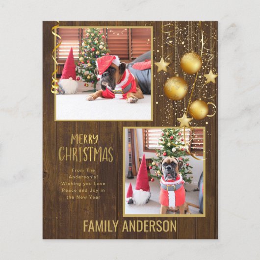 バジェット写真クリスマスカードまたはホリデーズカード金ゴールド文字 チラシ (正面)