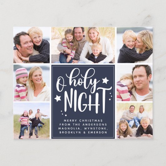 バジェット写真コラージュO聖なる夜のクリスマスカード (正面)
