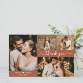 バジェット写真テラコッタ結婚のサンキューカード (スタンド正面)