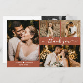 バジェット写真テラコッタ結婚のサンキューカード (正面/裏面)