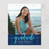 バジェット写真ネイビーストライプズの卒業招待状 (正面)