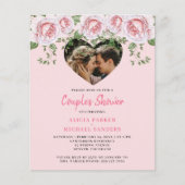 バジェット写真ハートピンクカップルのシャワー招待状 (正面)