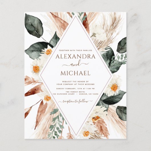 バジェット写真パンパスグラスボホ結婚ズ チラシ (正面)