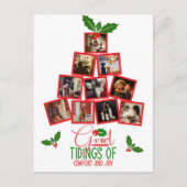 バジェット写真パーソナライズされた赤クリスマス ポストカード (正面)