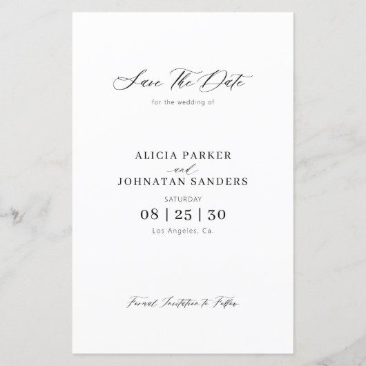 バジェット写真モダンエレガントな結婚式の日付を保存 (裏面)