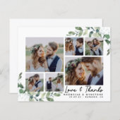 バジェット写真ユーカリ結婚プスのサンキューカード (正面/裏面)