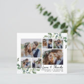 バジェット写真ユーカリ結婚プスのサンキューカード (スタンド正面)