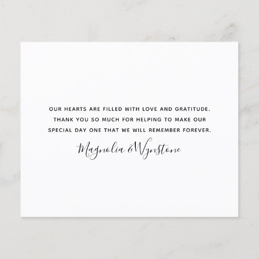 バジェット写真ユーカリ結婚プスのサンキューカード (裏面)