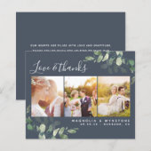 バジェット写真ユーカリ結婚プスのサンキューカード (正面/裏面)