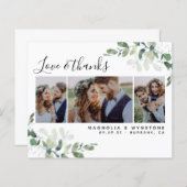 バジェット写真ユーカリ結婚プスのサンキューカード (正面/裏面)