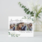 バジェット写真ユーカリ結婚プスのサンキューカード (スタンド正面)