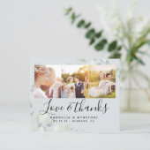 バジェット写真ユーカリ結婚プスのサンキューカード (スタンド正面)