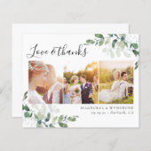 バジェット写真ユーカリ結婚プスのサンキューカード (正面/裏面)