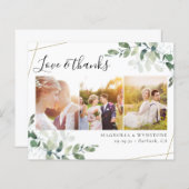 バジェット写真ユーカリ結婚プスのサンキューカード (正面/裏面)