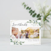 バジェット写真ユーカリ結婚プスのサンキューカード (スタンド正面)