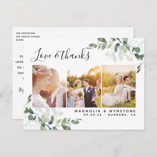 バジェット写真ユーカリ結婚プトゥスありがとう ポストカード (正面/裏面)