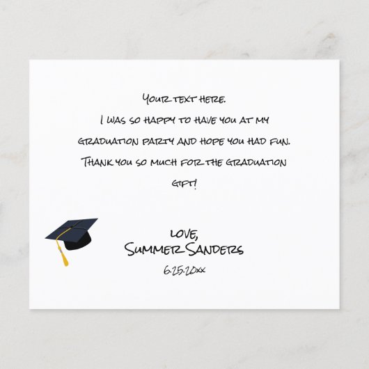 バジェット写真卒業ハットホワイトありがとう (裏面)