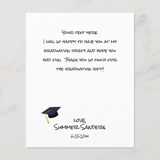 バジェット写真卒業ハット垂直Wありがとう (裏面)