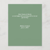 バジェット写真結婚の緑の葉のサンキューカード (裏面)