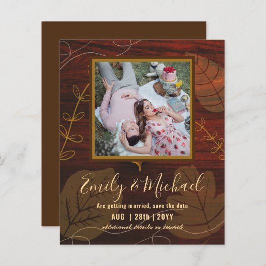 バジェット写真結婚式の日付を保存Boho抽象芸術 (正面/裏面)