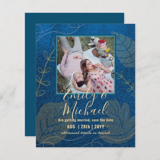 バジェット写真結婚式の日付を保存Boho抽象芸術 (正面/裏面)