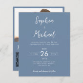 バジェット写真詳細QRウェブサイトほこりブルー結婚ズ (正面/裏面)