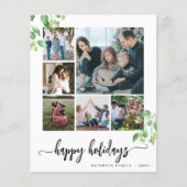 バジェット写真happy holidays greenery greeting Card チラシ (正面)