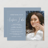 バジェット写真Somethingブルーブライダルシャワー招待状 (正面/裏面)