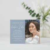 バジェット写真Somethingブルーブライダルシャワー招待状 (スタンド正面)