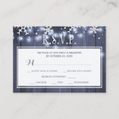 バジェット冬のウェディングネイビー白い雪片RSVP エンクロージャーカード (正面)