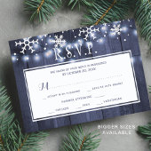 バジェット冬のウェディングネイビー白い雪片RSVP エンクロージャーカード