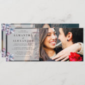 バジェット冬のフローラ水の色2結婚写真 招待状 (正面/裏面)