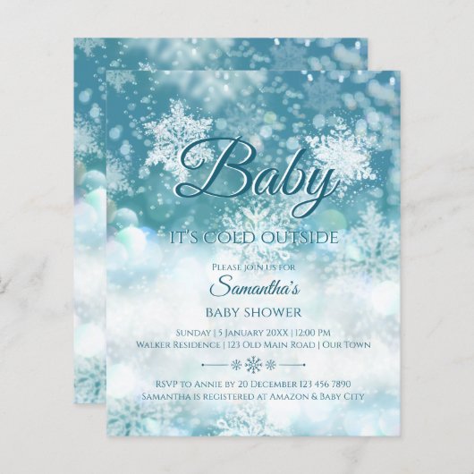 バジェット冬のベビー外のベビーシャワー寒い (正面/裏面)