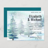 バジェット冬の水の色のティール(緑がかった色)結婚式の招待 (正面/裏面)