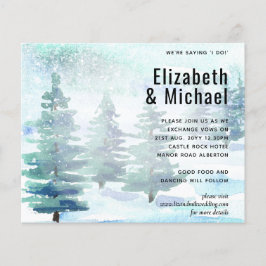 バジェット冬の水の色のティール（緑がかった色）結婚式の招待