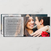 バジェット冬の雪の結晶オーバーレイ2写真結婚 招待状 (正面/裏面)