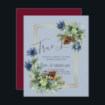 バジェット冬の青いアザラシの結婚式の招待<br><div class="desc">青いアザラシ、松のコーン、ユーカリ葉ス、冬のワンダーランドのテーマの結婚式招待状結婚、招待状を含む大規模なコレクションの一部rsvpのブライダルパーティギフトなどの日付を保存する。クリスマスまたは冬の結婚式の計画ガイドのテーマアイディアと詳細については、weddingdesignchic.comを参照して。</div>