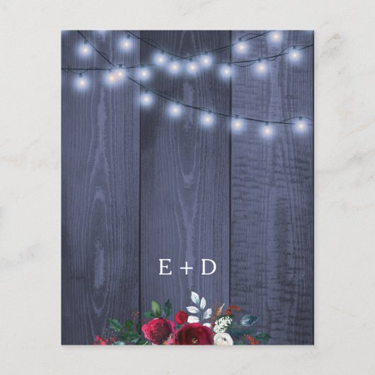 バジェット冬ブルゴーニュフローラ結婚式招待状 (裏面)