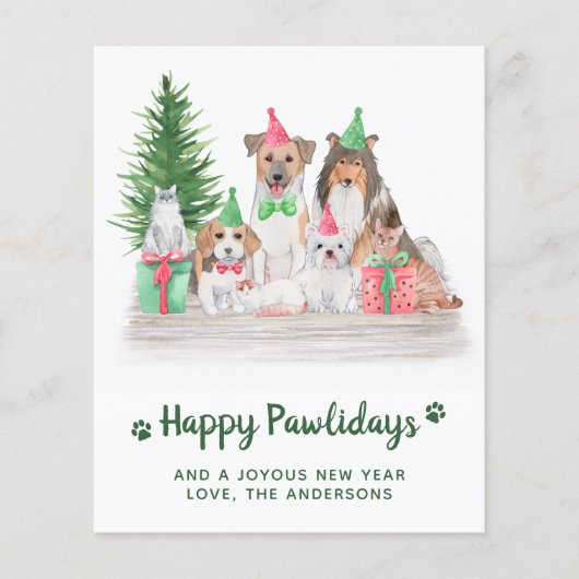 バジェット動物犬ねこ子猫クリスマスカード (正面)