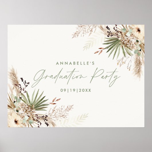 バジェット卒業パンパス植物学モダン校 ポスター (正面)