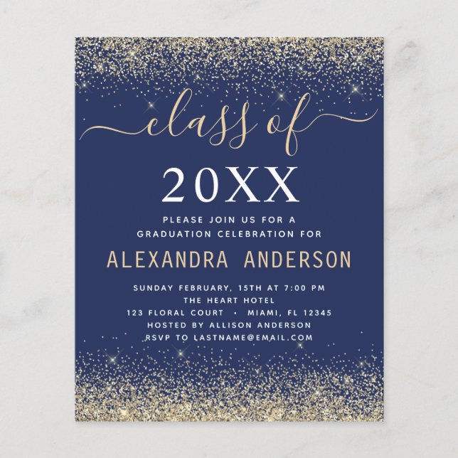 バジェット卒業写真金ゴールドネイビーブルークラス2023 (正面)