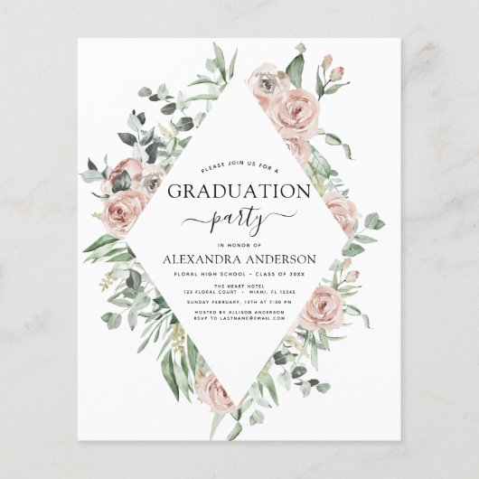 バジェット卒業2022ほこりっぽいピンクフローラ チラシ (正面)