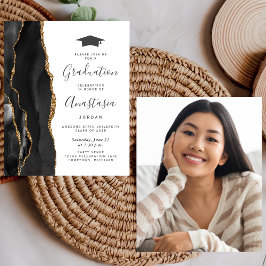 バジェット卒業2025ブラックアゲート写真招待状