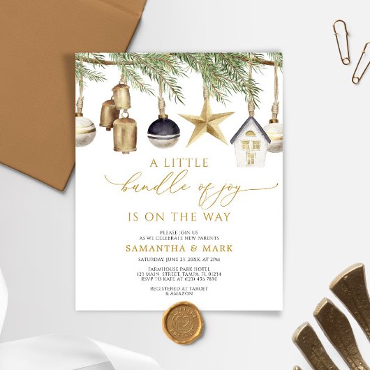 バジェット喜びの小さなバンドル赤ちゃんシャワー招待状