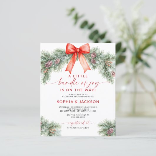 バジェット喜びの小さなバンドル赤ちゃんシャワー招待状 (スタンド正面)