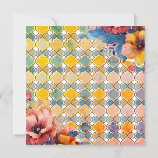 バジェット地中海のタイルカラフルゴールデンフローラ (裏面)