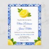 バジェット地中海のタイルレモン結婚式招待状 (正面)