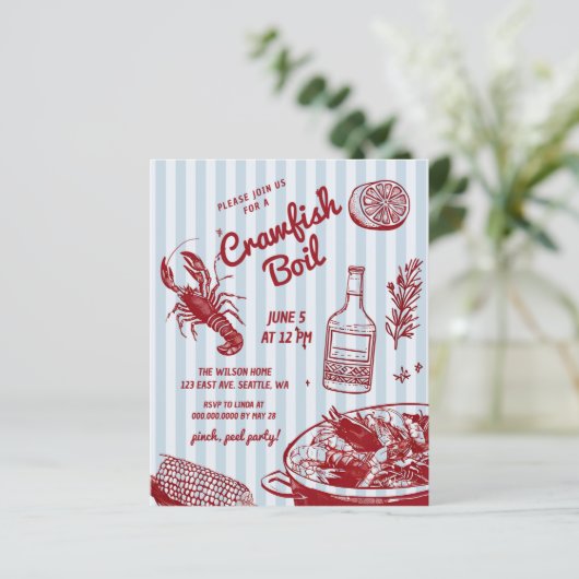 バジェット夏シーフードクロウフィッシュ沸騰パーティー招待状 (スタンド正面)