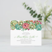 バジェット多肉質ユニセックスベビーシャワー招待状 (スタンド正面)