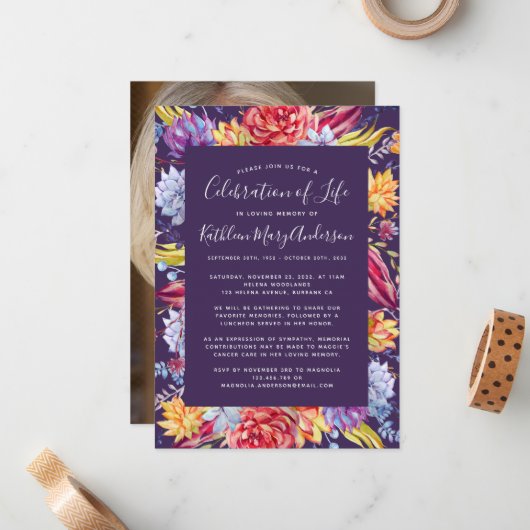 バジェット多血お祝いライフ招待状 ノートカード (正面/裏面インサイチュ)